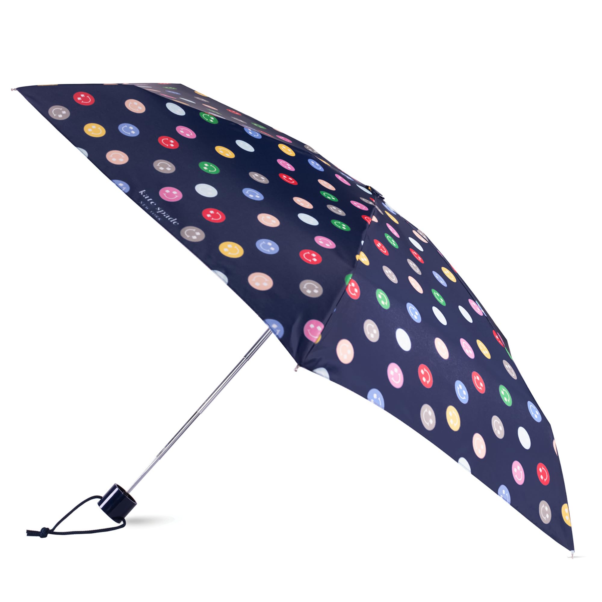kate spade new york Mini Travel Umbrella with Storage Sleeve, Compact for Backpack or Car