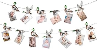 Mallard Duck 1st Birthday Photo Banner, Duck Theme Picture Banner from Newborn to 12 Months Growth Record First Bday Party Decorations for 1 Year Old Boy
