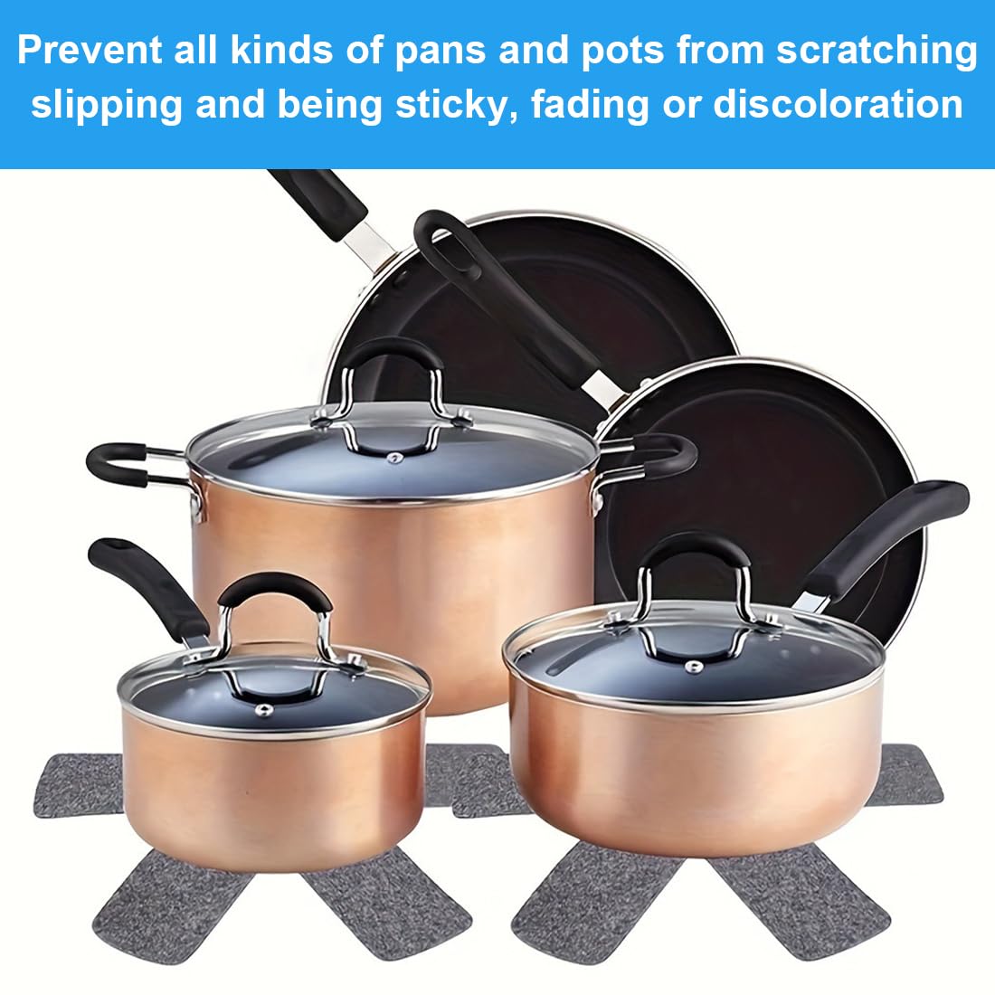 IKOPFLN 12 Pièces Protege Poele Protection Poele et Casserole Protege Casserole et Poele Dessous de Plats Protections de Casseroles Anti-Rayures 3 Tailles (26/36/38Cm) Gris+Noir