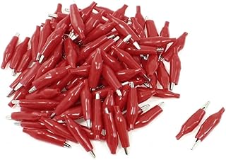 New Lon0167 Disposable Red Plastic Covered 35mm Metal Alligator Clips 100 Pcs(Einweg rotem Kunststoff bedeckt 35mm Metall Alligator Clips 100 StÃ¼ck