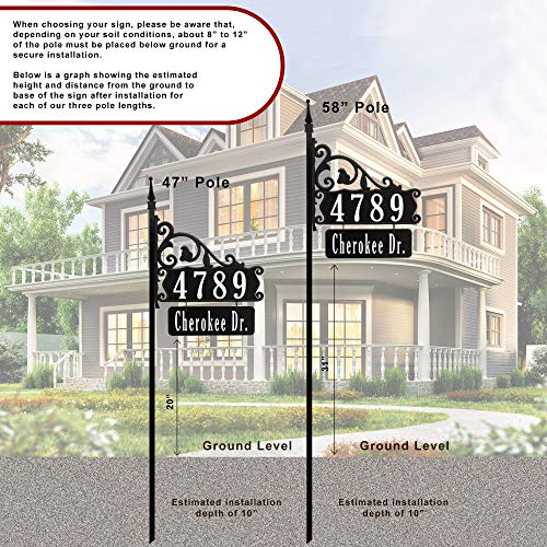 Address America Usa Handcrafted Boardwalk Customized Home Address Sign With Large Name Rider, Double-Sided, Reflective - Personalized Address Plaques For High Visibility - 47” Pole - Np #TOP6