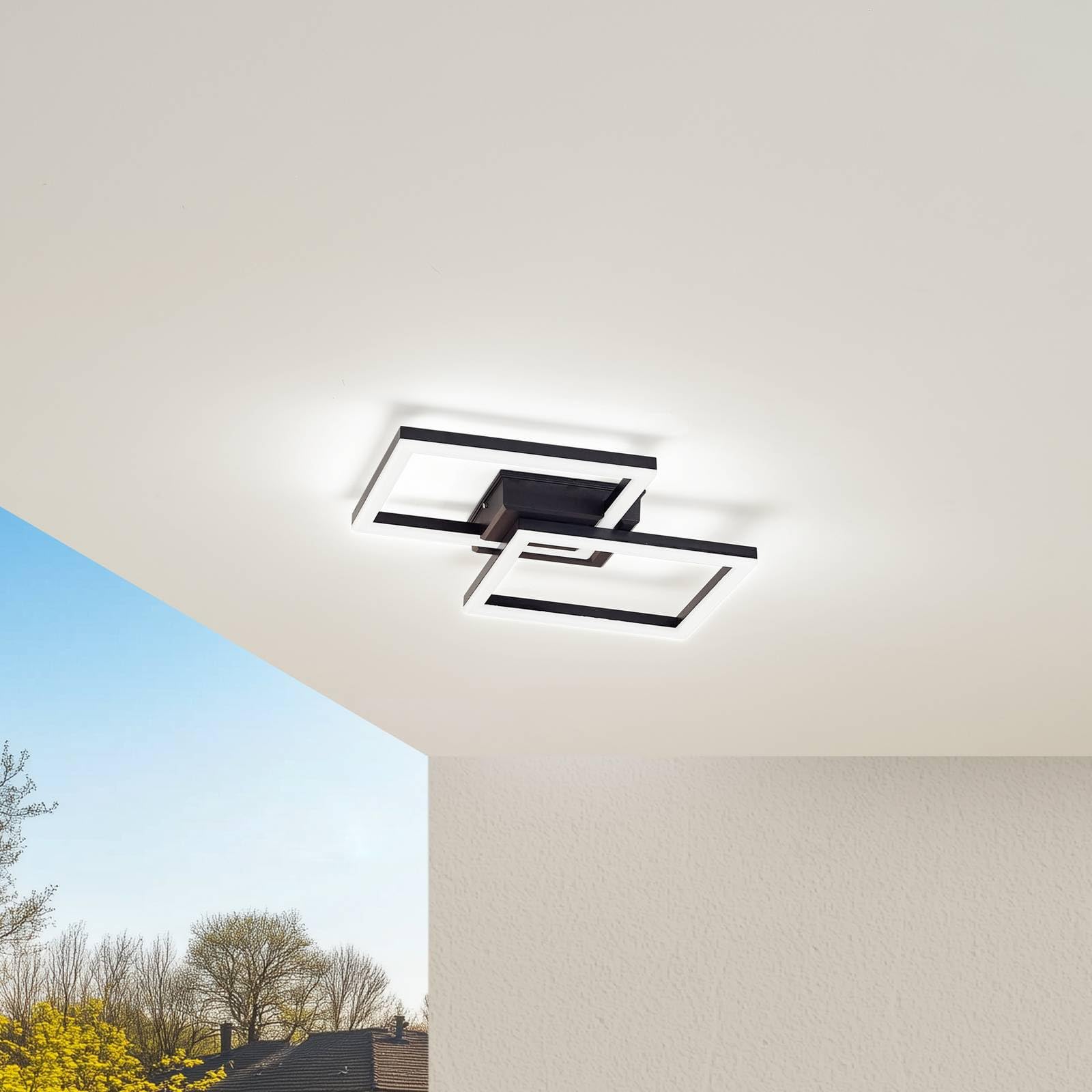 Plafonnier LED extérieur Finian à intensité variable Noir 1 lampe Luminaire jardin terrasse balcon