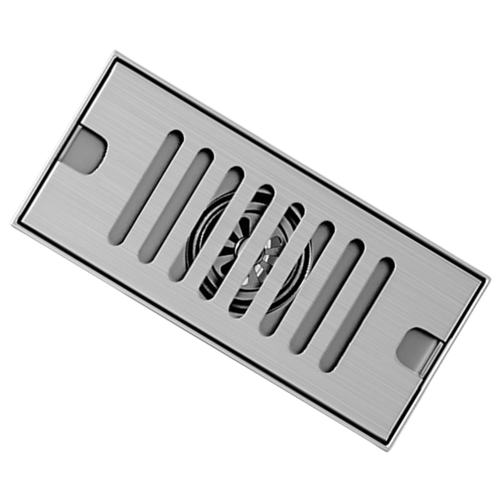 Sturdy Stainless Steel Rectangular Floor Drain for Shower and Bathroom with Hair Catcher Brush Finish Easy Installion Bathroom Floor Drain