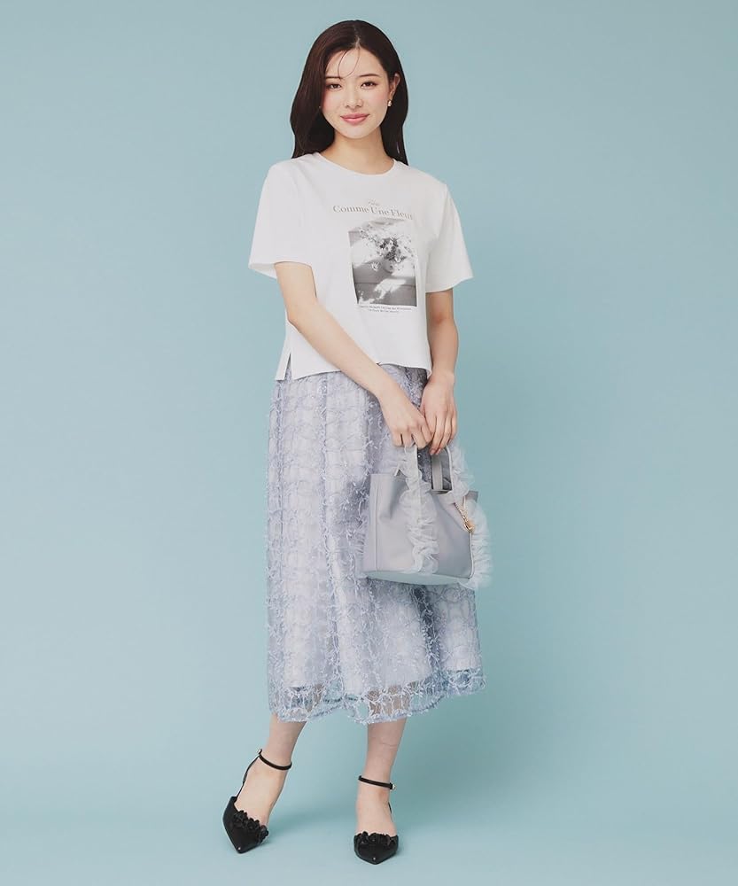 Amazon | [インデックス] Tシャツ 箔プリントショート丈Tシャツ