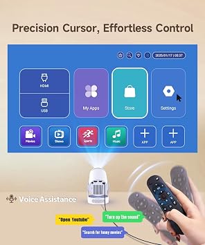 Mini Projector with WiFi 6 Bluetooth 5.4, Electric Focus 4K Support