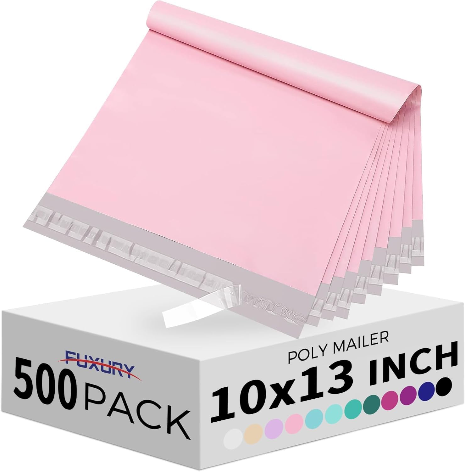 Fuxury Pink Poly Mailers 10x13 Inch 500pcs,Heavy Duty Shipping Bags Bulk for Clothes,Self Adhesive Mailing Shipping Envelopes,Waterproof Packaging Bags for Business Return Postal,Light Pink