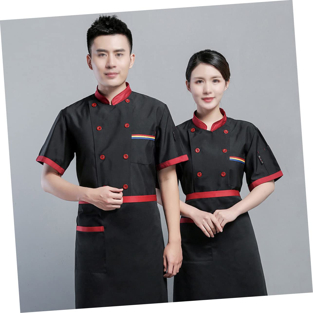 COSMEVIVI Men Summer Short-sleeved Chef Tops Catering Uniform Quick Dry Breathable Easy Wash Hotel Restaurant Chef Clothing