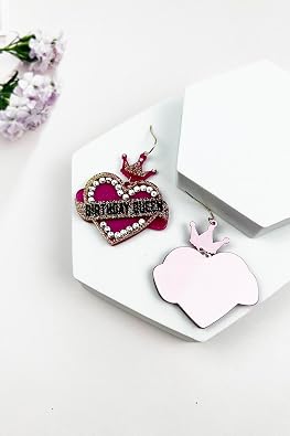 Birthday inspired Earrings Rhinestone, Fashion, Cute, Colorful, Glitter