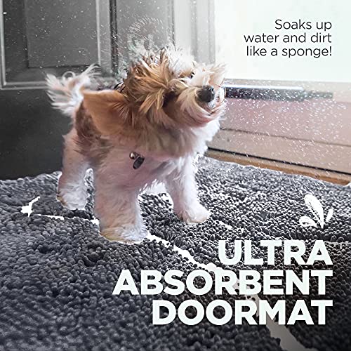 Soggy Doggy Doormat With Bone Design, Microfiber Chenille Indoor Wet Dog Mat For Muddy Paws And Drying, Ultra-Absorbent Dog Mats For Sleeping And Lounging, Gray/Light Grey Bone #TOP1