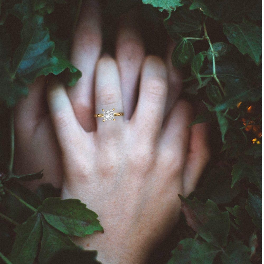 Clara Pucci 14K Solid Gold Engagement Ring for Women | 2 cttw White Sapphire Princess Cut Solitaire | Real Yellow Gold Wedding Ring - Image 5