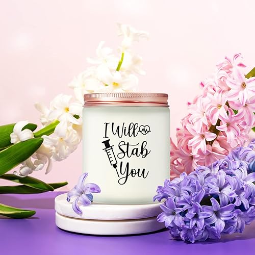 Miniatura 5 de Maybeone Regalos para enfermeras  Te apuñalaré  Regalos de agradecimiento para la semana de la enfermera  Velas perfumadas de lavanda para mujeres