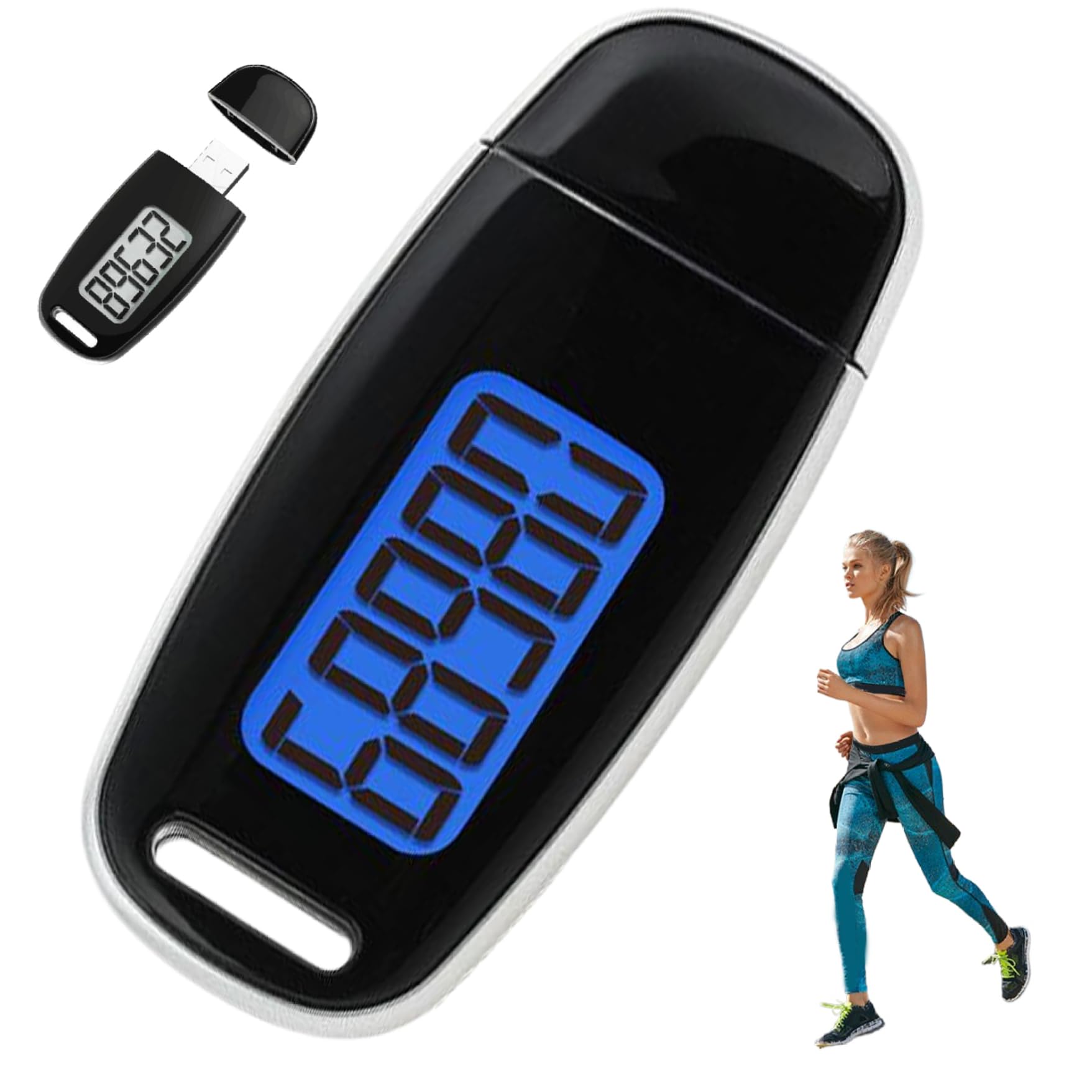 Pedometer for Walking, USB Rechargeable LCD Pedometer with Removable Clip and Strap, Accurate Step Counter with Backlight for Men Women Kids Adults Seniors