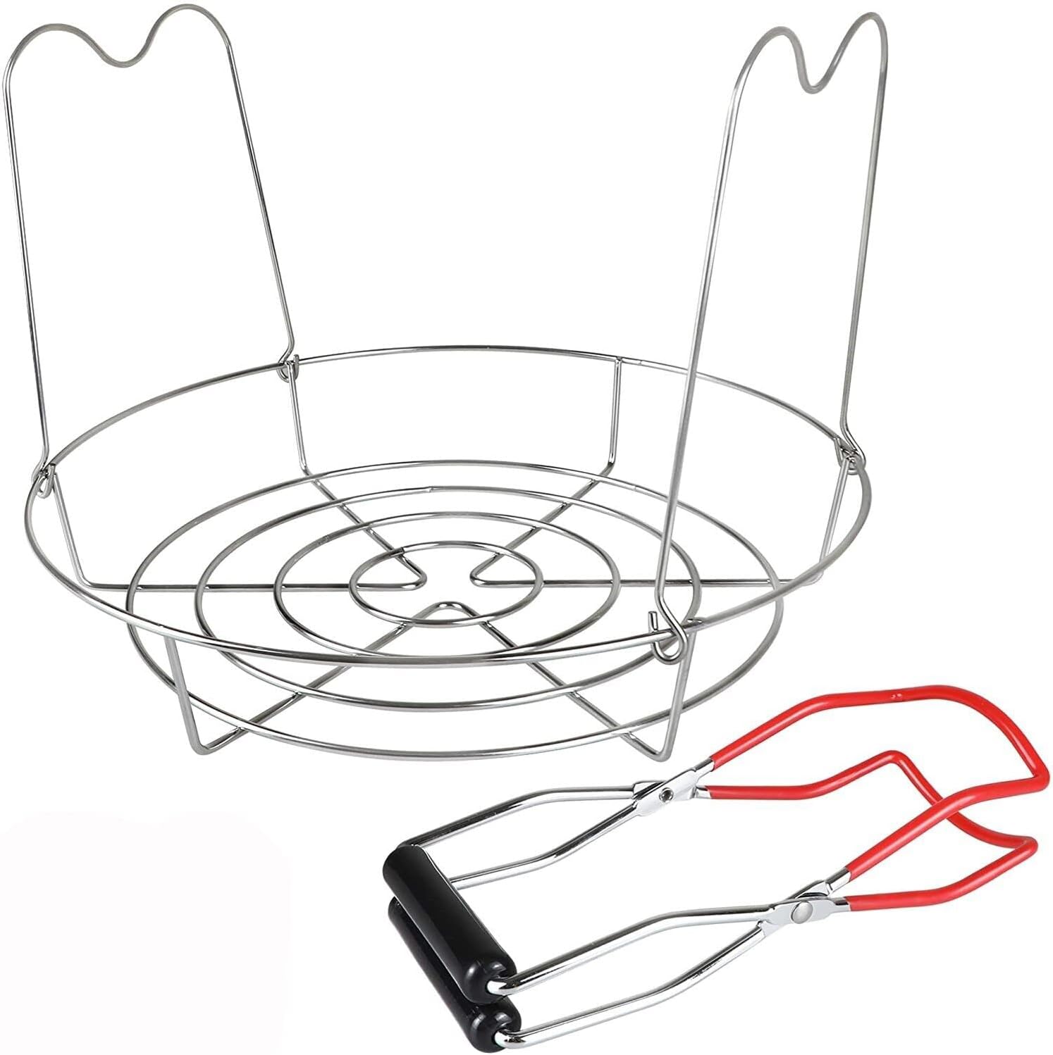 Stainless Steel 11'' Strong Canning Rack with Tongs, Hold 8 Pint or 7 Quart Jars