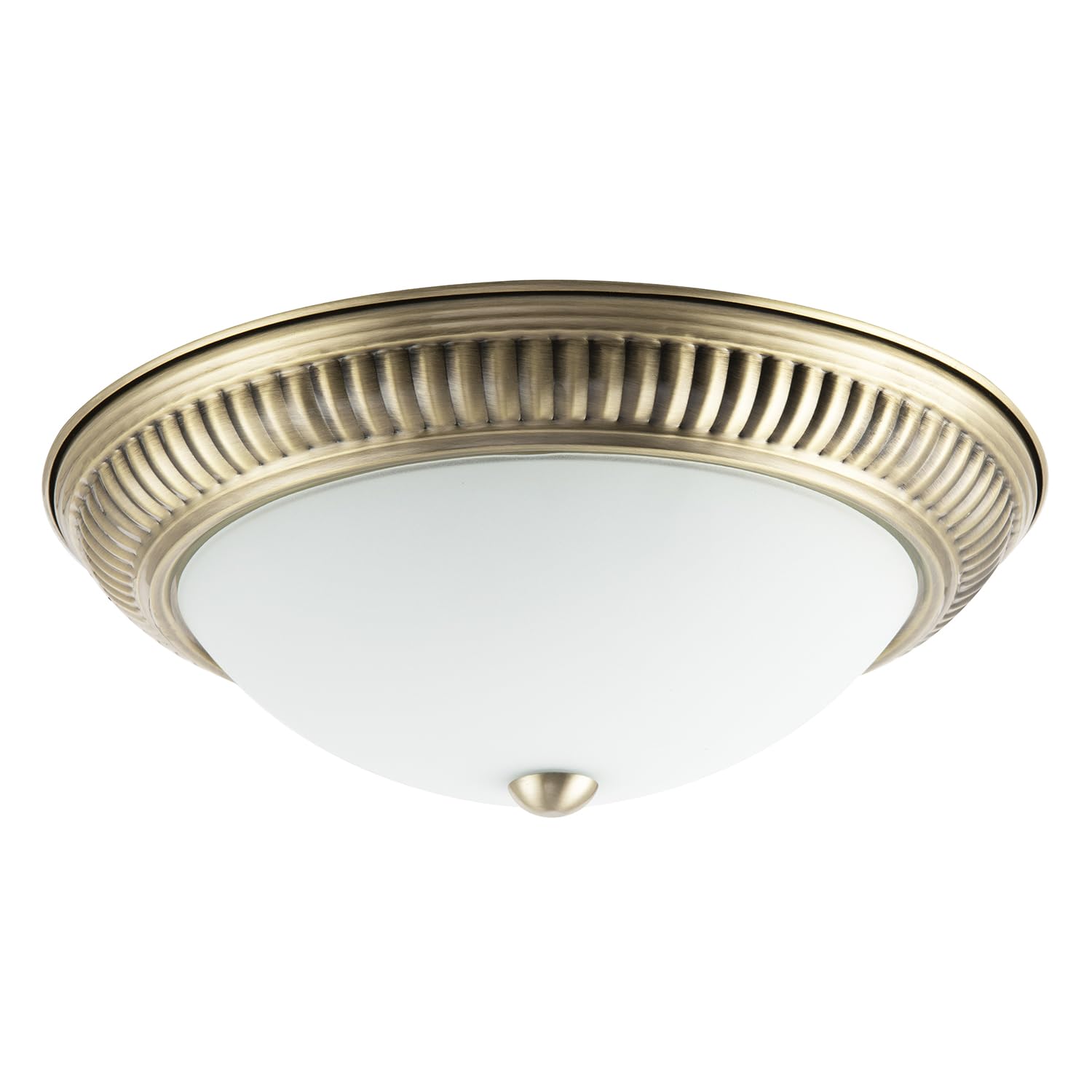 Happy Homewares Modern LED IP44 Flush Ceiling Light in Antique Brass with Movement Sensor | 3 Minute Switch Off | 5m Detection | Works in Both Dark and Light