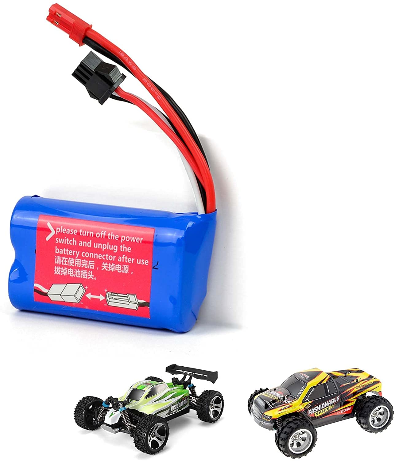 YUNIQUE Baterías Lipo 6.4V 750mAh (2 Uds) | Compatibles Con RC A959-A, A969-A, A979-A, K929-A