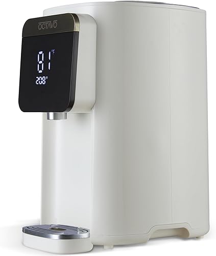 OCTAVO - Caldera de agua y calentador de 5 litros, tanque de agua de acero inoxidable 304, temperatura de agua ajustable de 700 W, 6 temperaturas de
