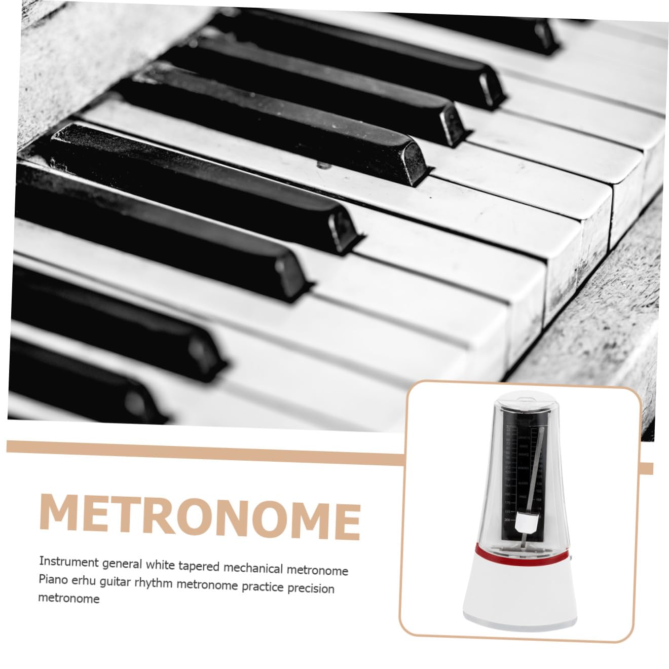 Mechanisches Metronom für Gitarre und Musikinstrumente aus Abs und Metall Weiß zur Rhythmusentwicklung und Tempoerhaltung für Anfänger Geeignet