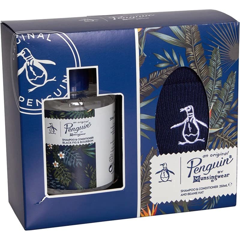 ORIGINAL PENGUIN Mens Navy Blue Beanie Hat Shampoo Conditioner Gift Set, Pink/Blue, Onesize