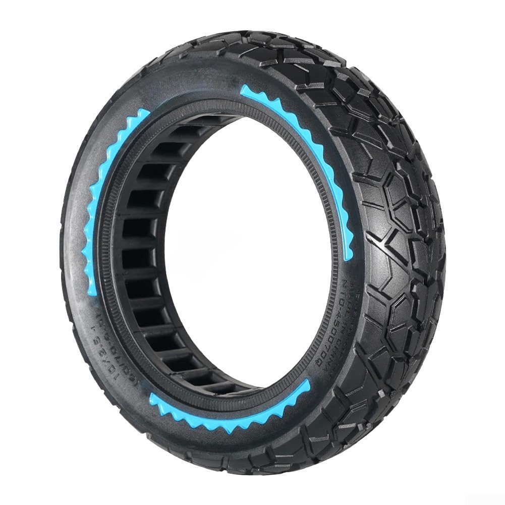 Pneu de scooter solide 10 x 2,5 compatible avec Ninebot Max G30/G30P, pneu hexagonal en caoutchouc avec absorption des chocs, roue de rechange résistante aux crevaisons (bleu)