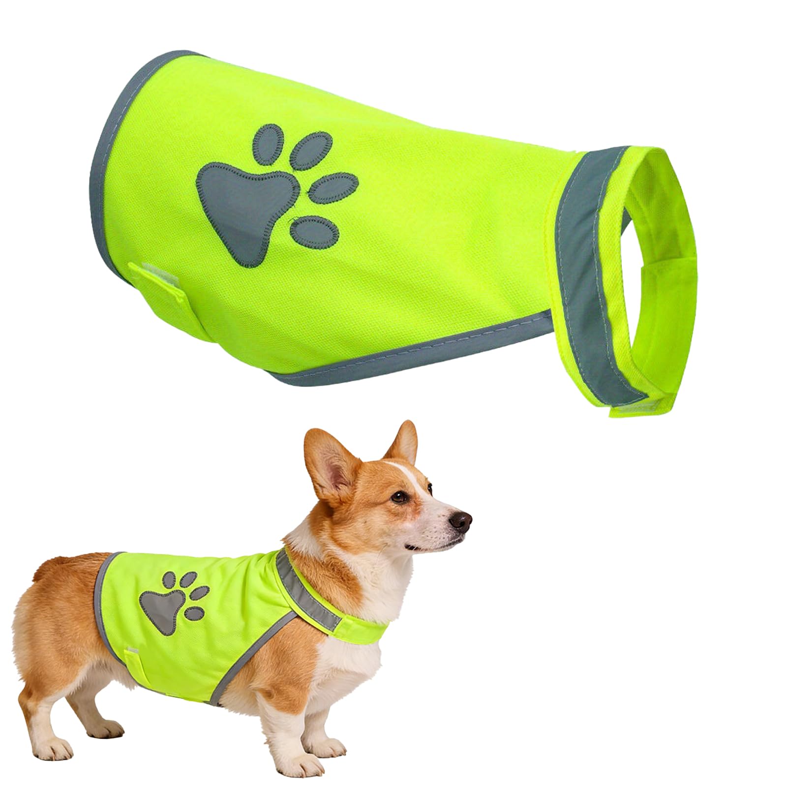2 Pezzi Gilet di Sicurezza Riflettente per Cani, Gilet Riflettente per Cani Giubbotto alta Visibilità Giallo Fluorescente, Cinghie Regolabili e Giacche Sicure, Cappotto Protettivo Sicuro (M)