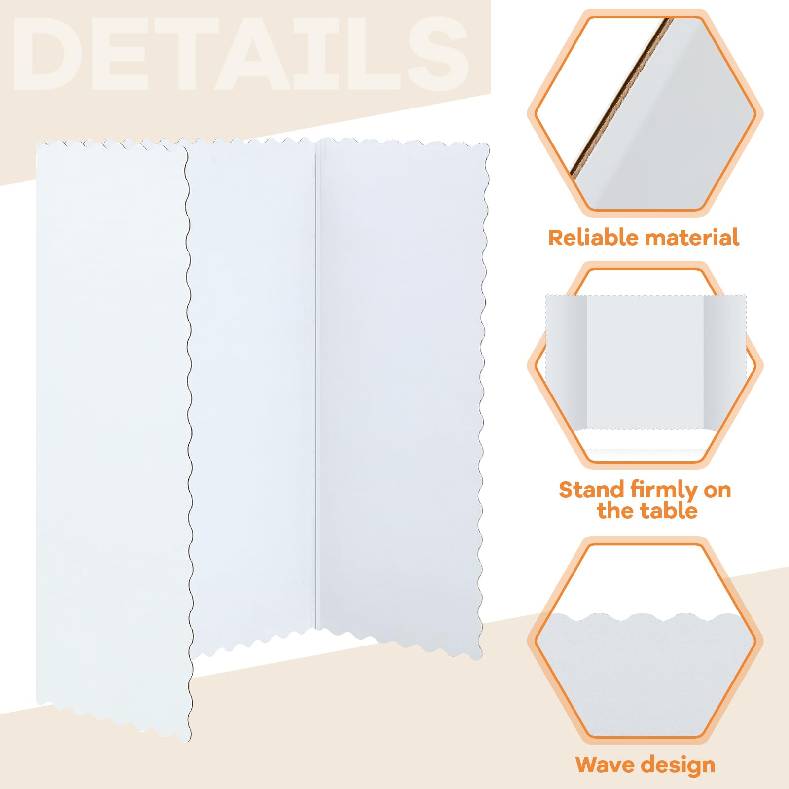 Henoyso 8 Stück 55,9 x 96,5 cm weiße dreifach gefaltete Postertafel, groß, dreifach gefaltete Präsentation, weiße Anzeigetafel, faltbarer Karton für Wissenschaft, Messe, Schule, Geschäft, Ausstellung