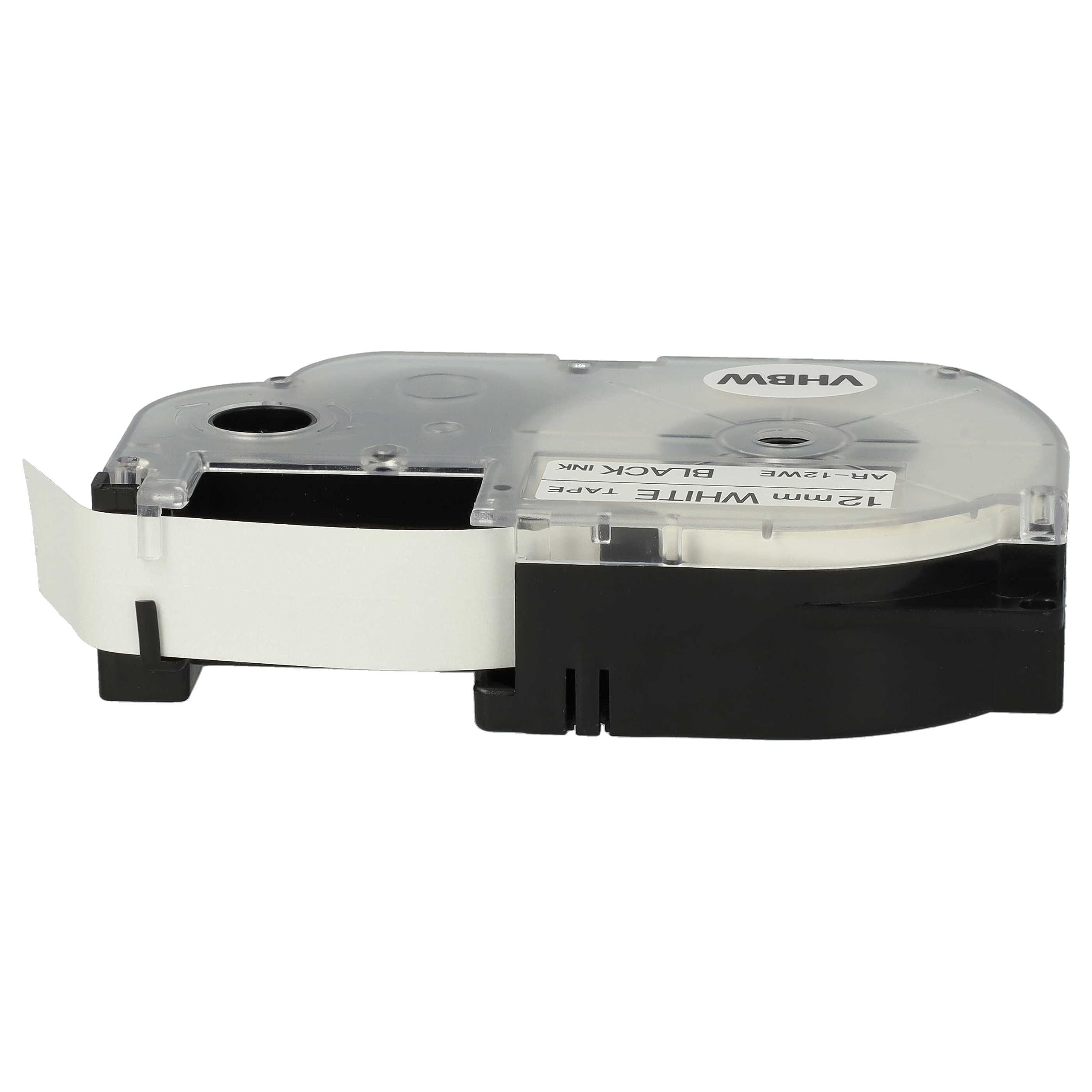 vhbw 50x Cassetta nastro sostituisce Casio XR-12WE, XR-12WE1 per etichettatrice 8m x 12 mm nero su bianco