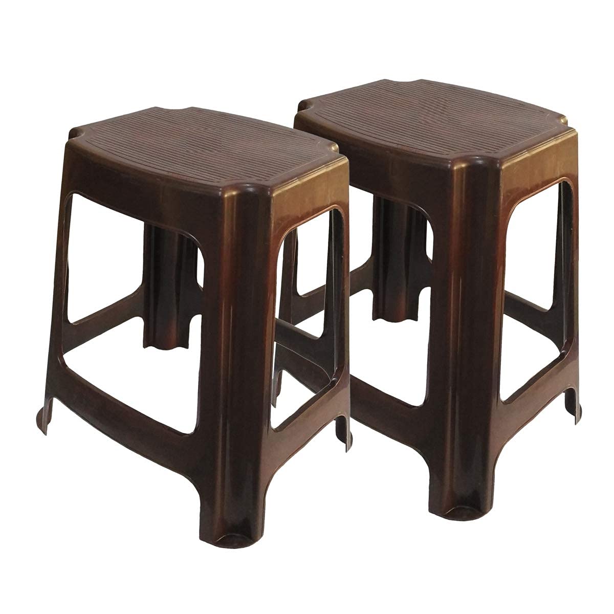 Livshine Compatible Moulded Nilkamal Plastic Stool for Home, Ofiice, Living Area (Nilkamal Stool 07, Brown)