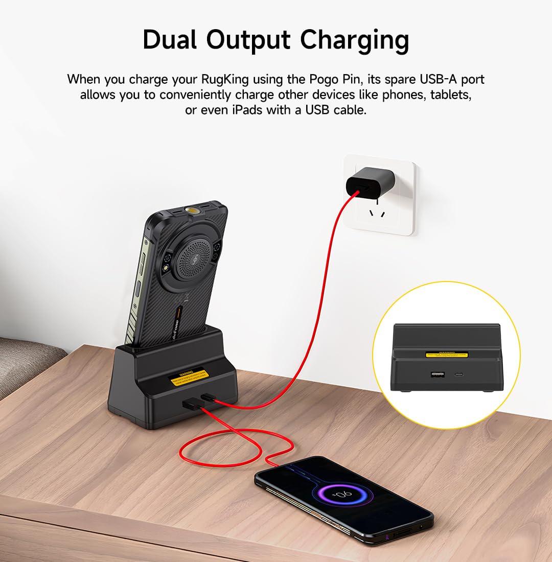 Ulefone RugKing Smartphone per Cellulare Stazione di Ricarica da Scrivania Caricabatterie Wireless 10W per Smartphone Ulefone RugKing, Armor 16S, Armor 21