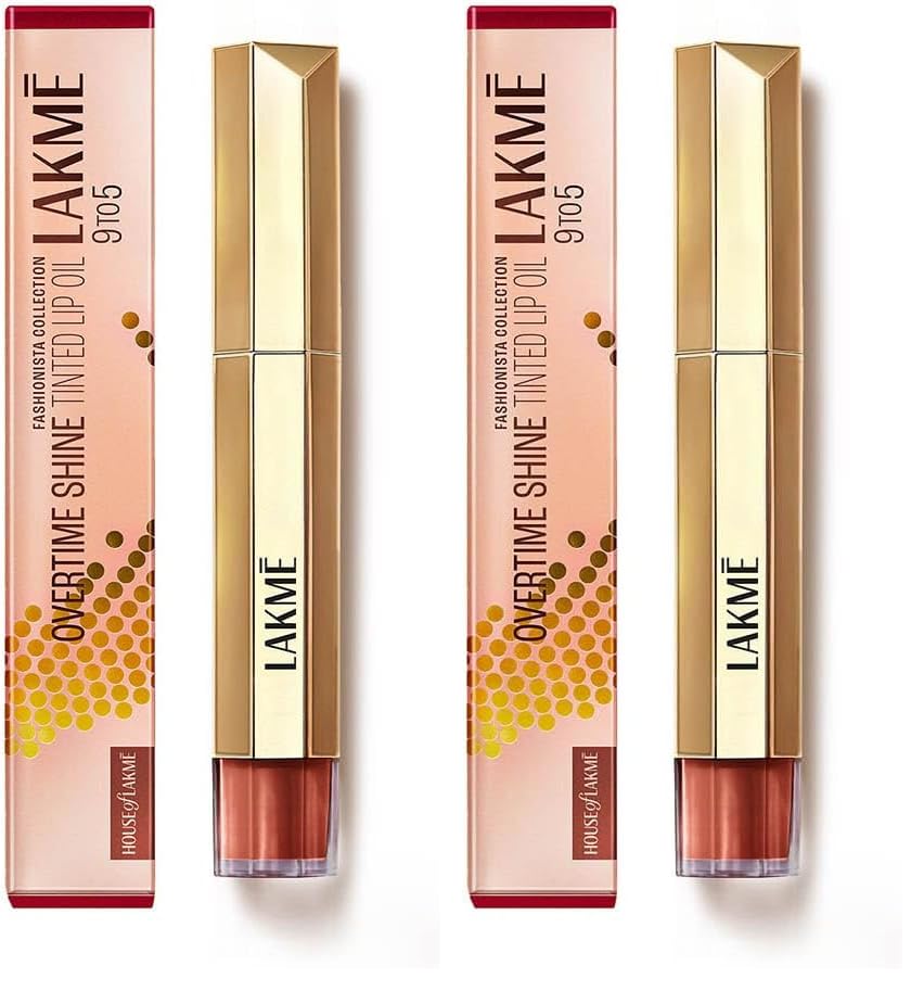 Image of LAKME 9to5 Overtime Shine Tinted Lip Oil - Cocoa Truffle 5.3ml (Pack of 2)