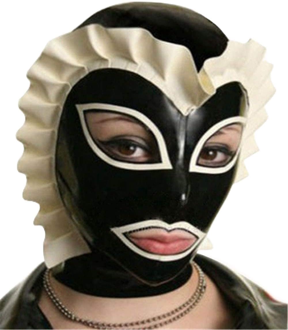 MFMYEE 100% SM Latex Mask Rubber Fetish Complete Erotic Restrictions Bondage Mask (Zipper at the back)