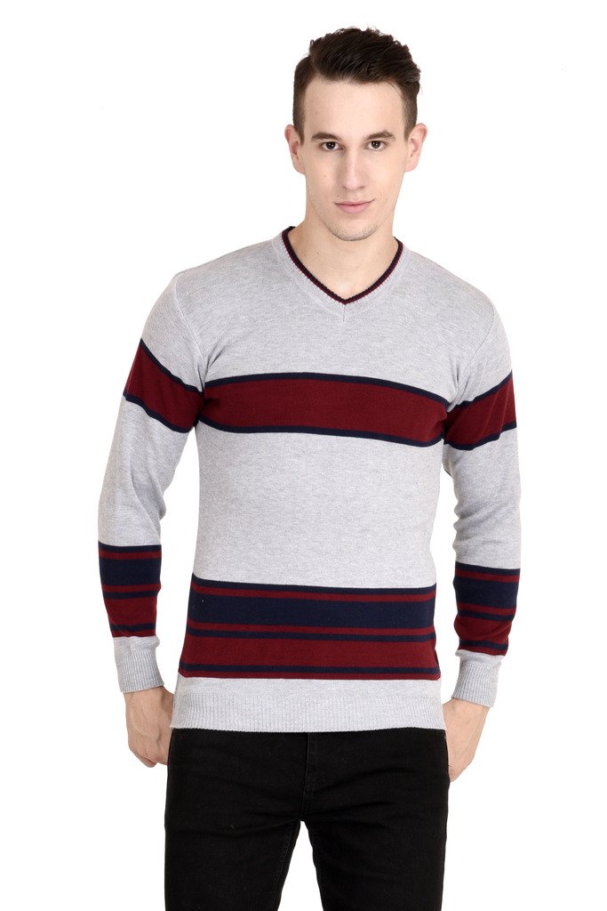 Pullover Woollen Black-Green Striped Cardigan-image-46