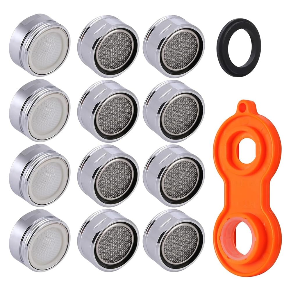 UDSKNV[KSL M24 Sink Aerator Replacement Kit 12 PCS Brass Aerators with Installation Tool for Kitchen& Bathroom Faucets Wrench
