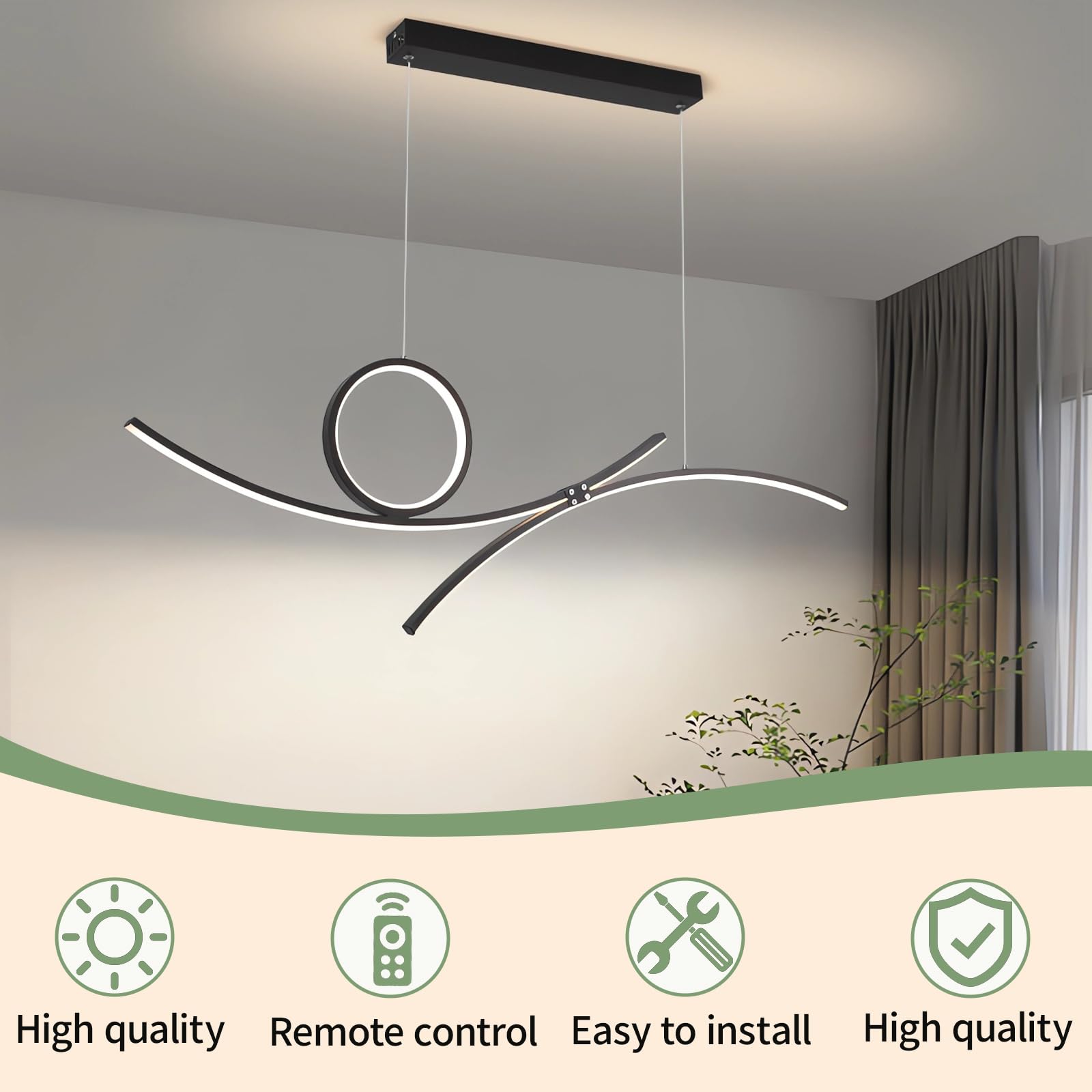 Moderno LED ampada a sospensione Lampade del ristorante Altezza regolabile | Dimmerabile con telecomando Controllo dell'app Lampada da tavolo da pranzo Lampada da ufficio