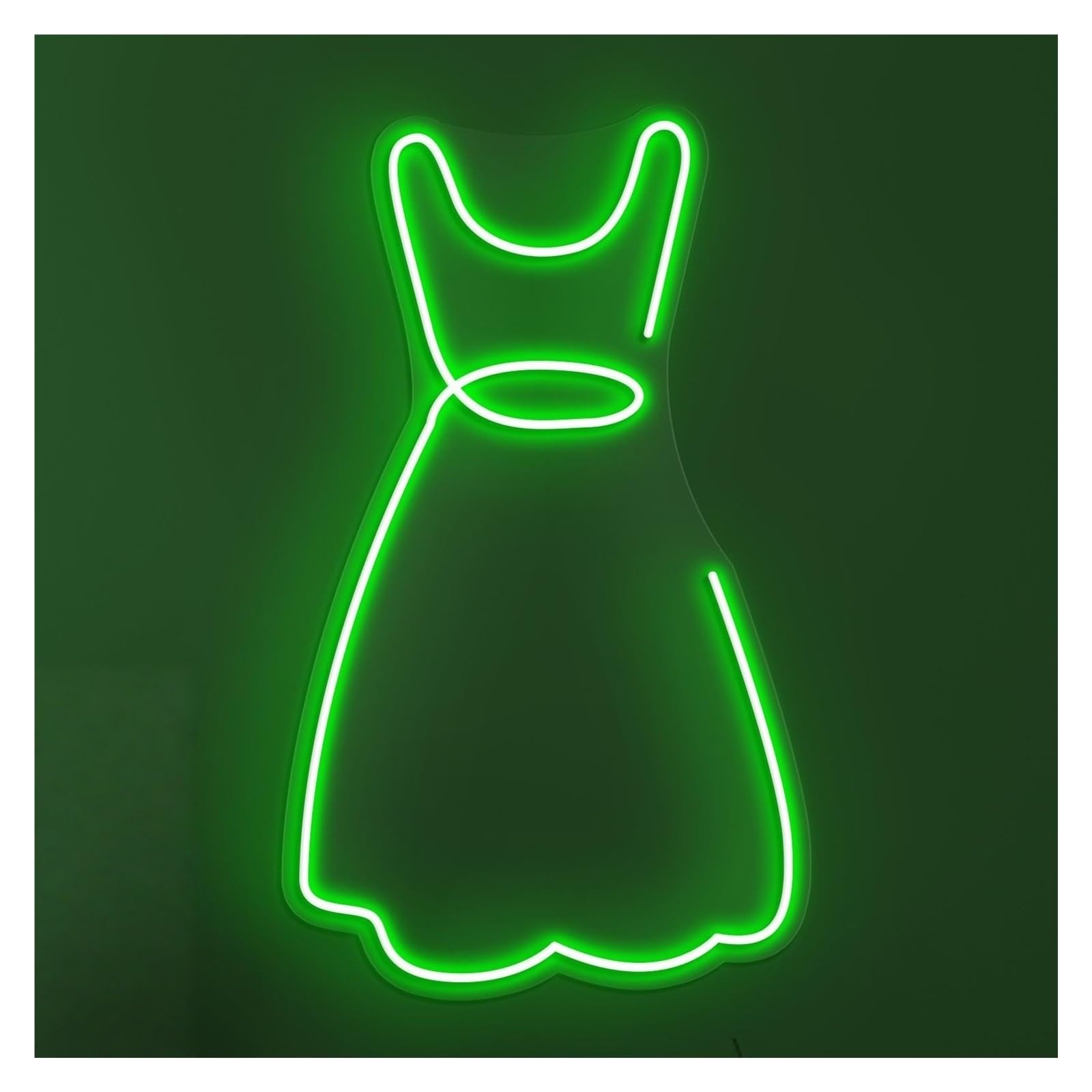 RONGCH Hanging Art Signs Skirt Neon Sign, Suitable for Dress Shop Decor with Brightness Adjustable 38cm(Green)