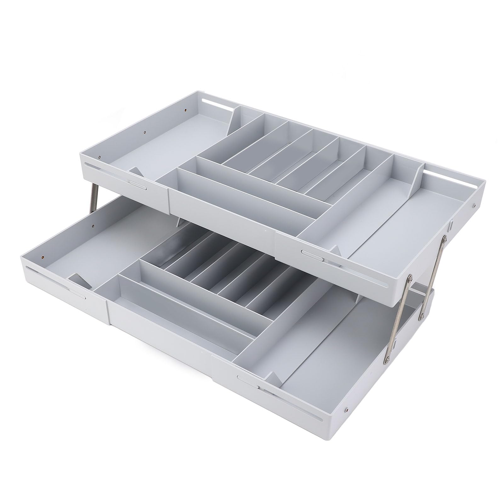 Organizadores de Cajones,Bandejas Plegables para Organizar Maquillaje,organizador de escritorio extensible de varios niveles,Adecuado para el hogar y la oficina(gris)
