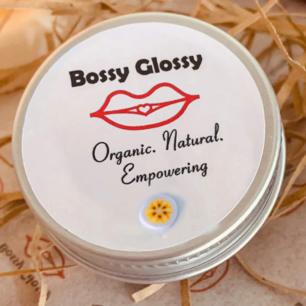 Bossy Glossy Natural Organic Coconut Flavoured Lip Balm For Dry, Cracked Lips - Moisturising, Protects, Nourishes & Hydrates - 15ml