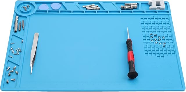 WiMas Silicone Soldering Mat, Magnetic 500 Heat Resistant Non-Slip Silicone Repair Mat Electronics Repair Pad Work Repair Mat for Welding and Soldering Station, Blue