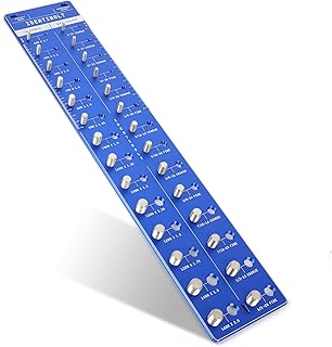 Sendoger Thread Checker, Nut and Bolt Thread Checker, Bolt Size and Thread Identifier Gaugeï¼Œwith 28 (14 Standard & 14 Metric) Sizes of Bolt and Nut Gauge (Blue)