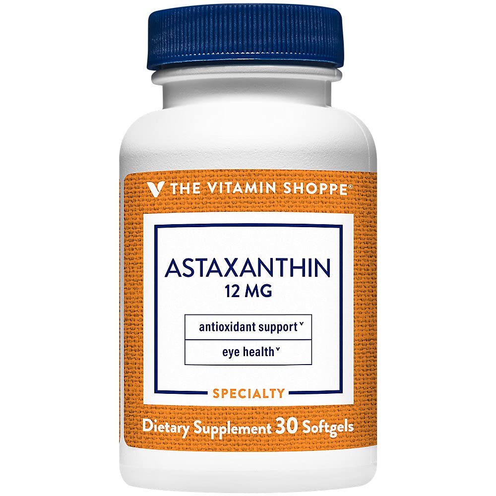 The Vitamin Shoppe Brand Astaxanthin, Antioxidant & Eye Health, 60 Softgels 1 Count (Pack of 1)
