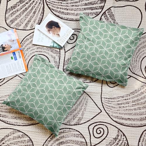 Image of Divine Casa Pluto Cushion Covers Set of 5 Pista | 16x16 Inch Jacquard Patchwork Design Sofa Cushion Covers | Decorative Throw Pillow Covers for Living Room & Bedroom