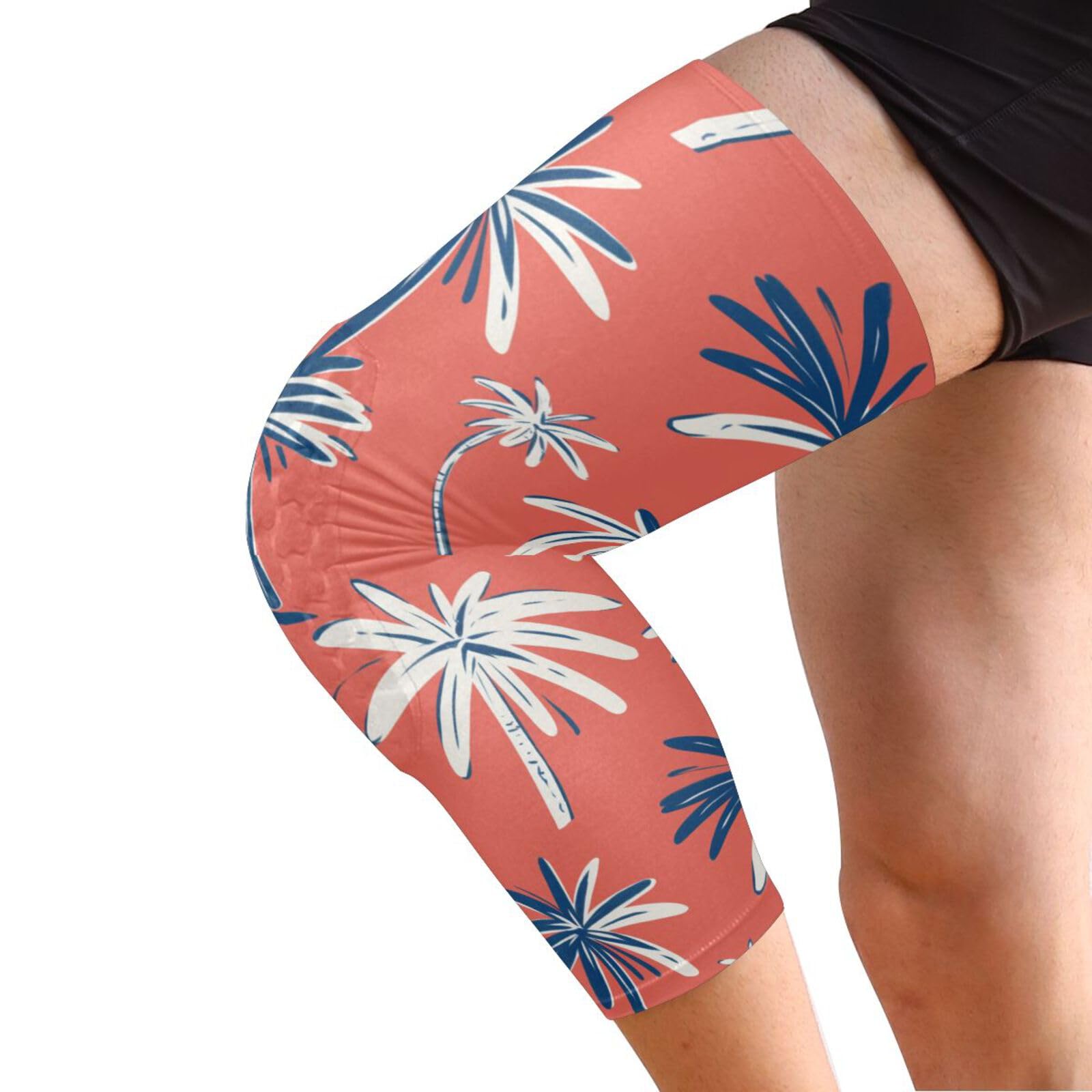 JUNZAN Tropical Palms Coral Basketball Knee Pads for Youth Kids Wrestling Knee Pads with Sleeves Sport Kneepads for Volleyball Football