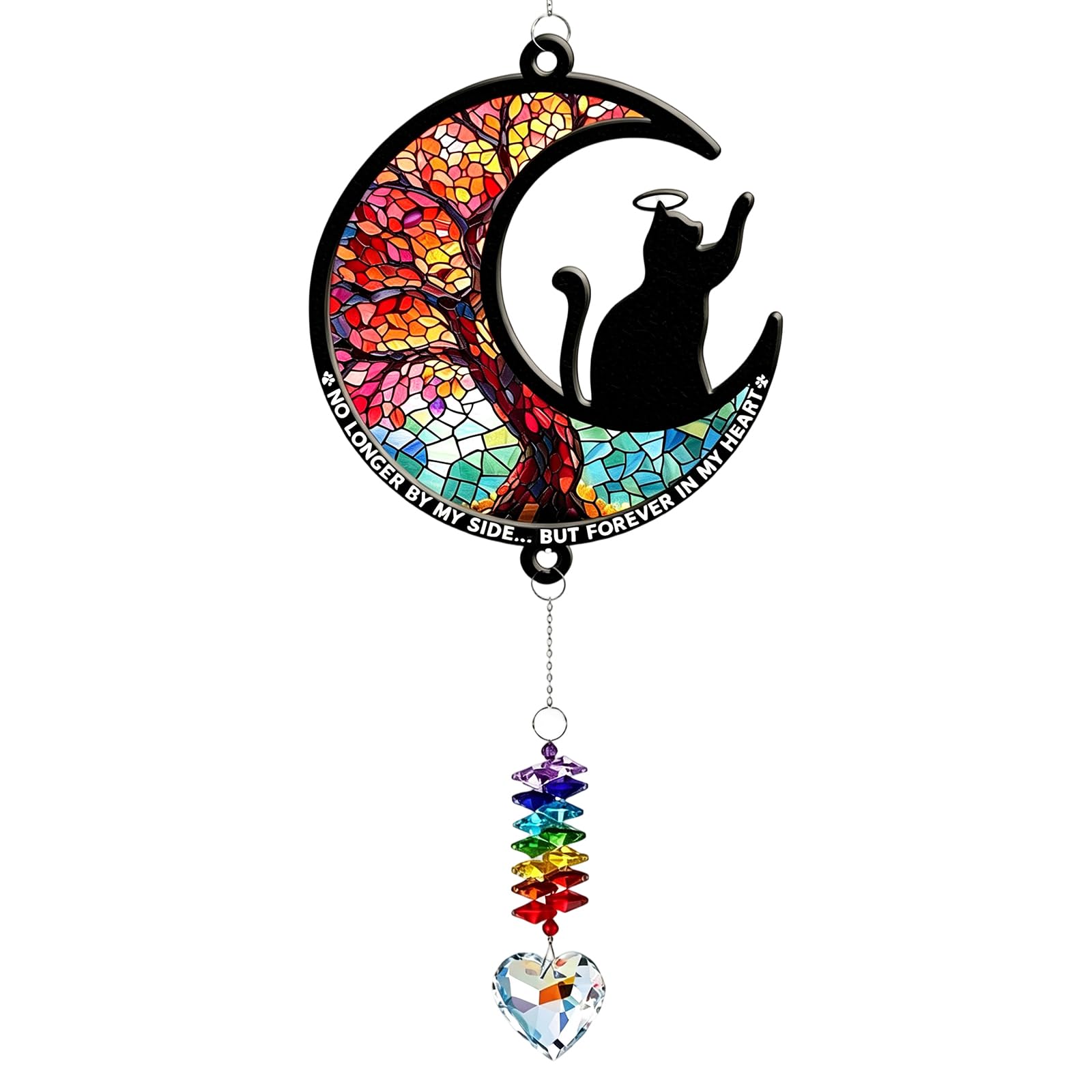 Cat Memorial Gifts, Crystal Cat Memorial Suncatcher with Rainbow Light
