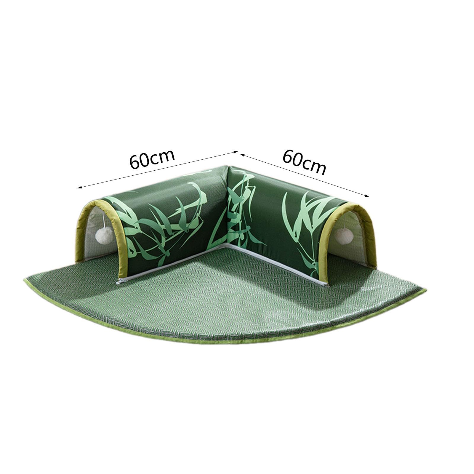 Cat Tunnel Cama Juguete Desmontable Plegable Accesorio con Alfombra Lavable Adecuado para Mascotas Gatos Hurones Erizos Hogar, Verde