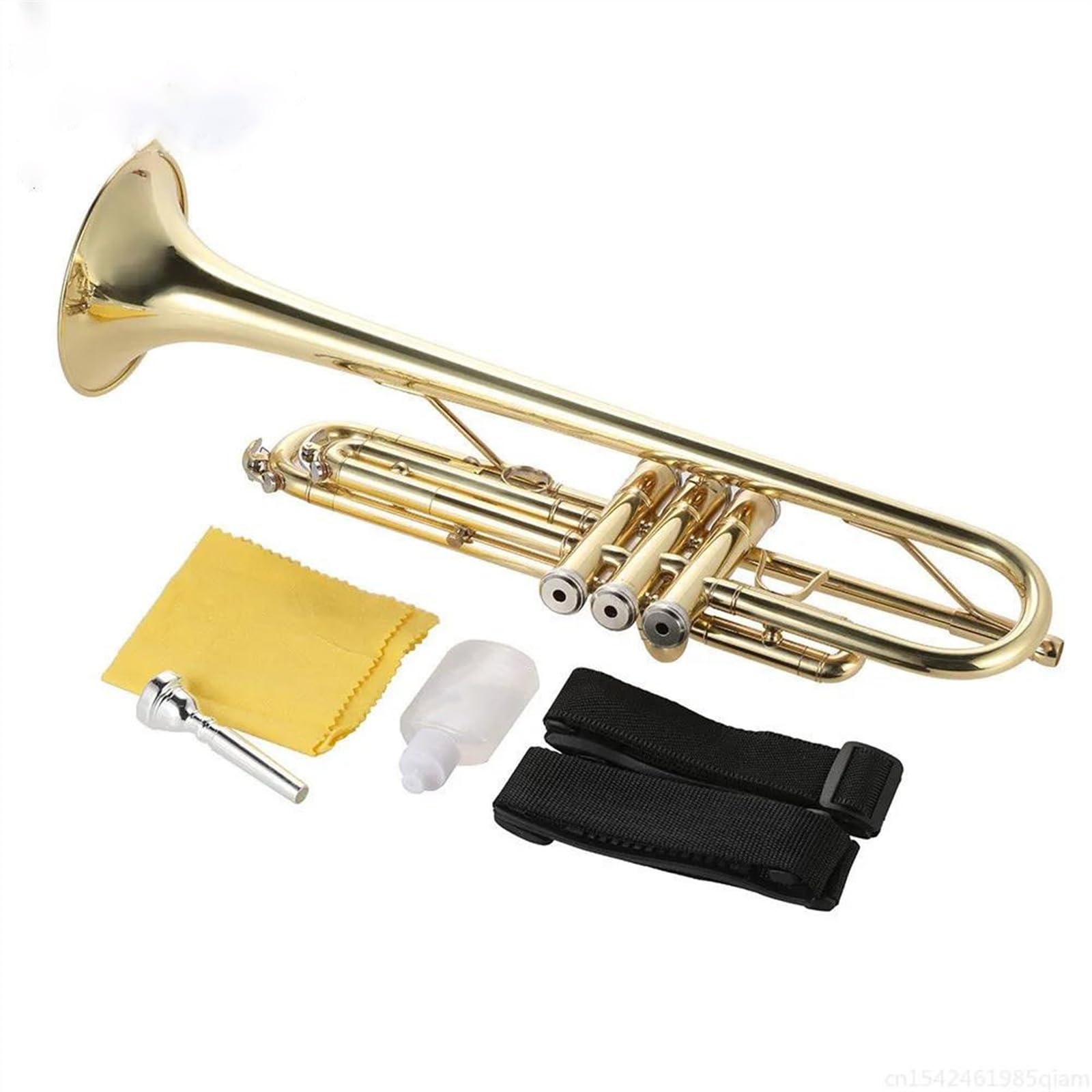 Standard Trąbka Trąbka Bb Płaska Mosiężna Złota Malowana Wykwintny Trwały Mosiężny Instrument Muzyczny Ton Stal Nierdzewna