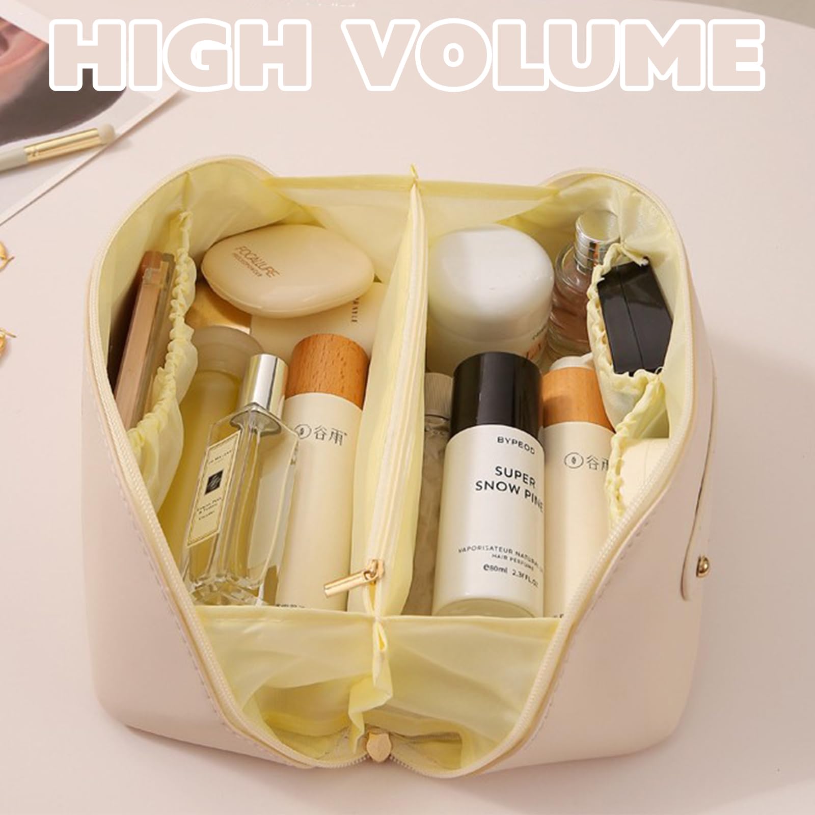 KASESSS 2 PCS Makeup Bag Portable, Make Up Bag Waterproof, Large Capacity Wash Bag, Toiletry Bag PU Leather - Image 3