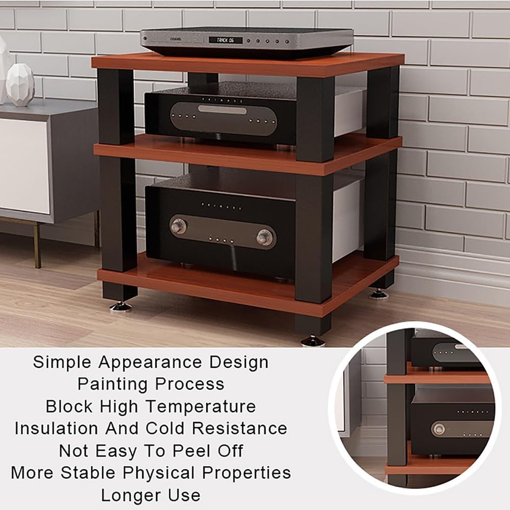 Meuble de rangement réglable à 4 niveaux pour matériel audio/audio/audio/vidéo - Design ouvert - Finition teck (60 x 48 x 78,5 cm)