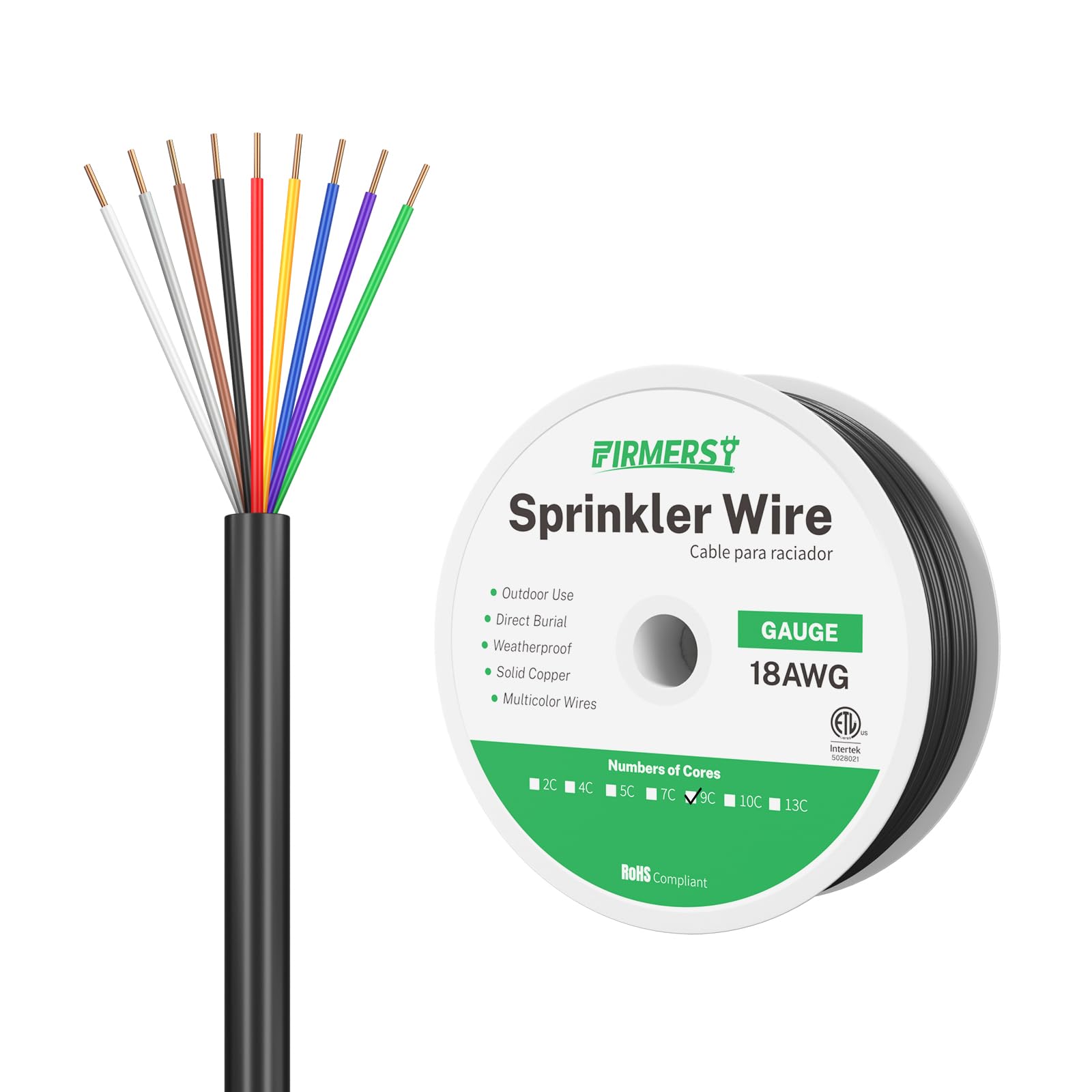 Firmerst 18/9 Solid Sprinkler Wire for up to 8 Valves System 100 Feet