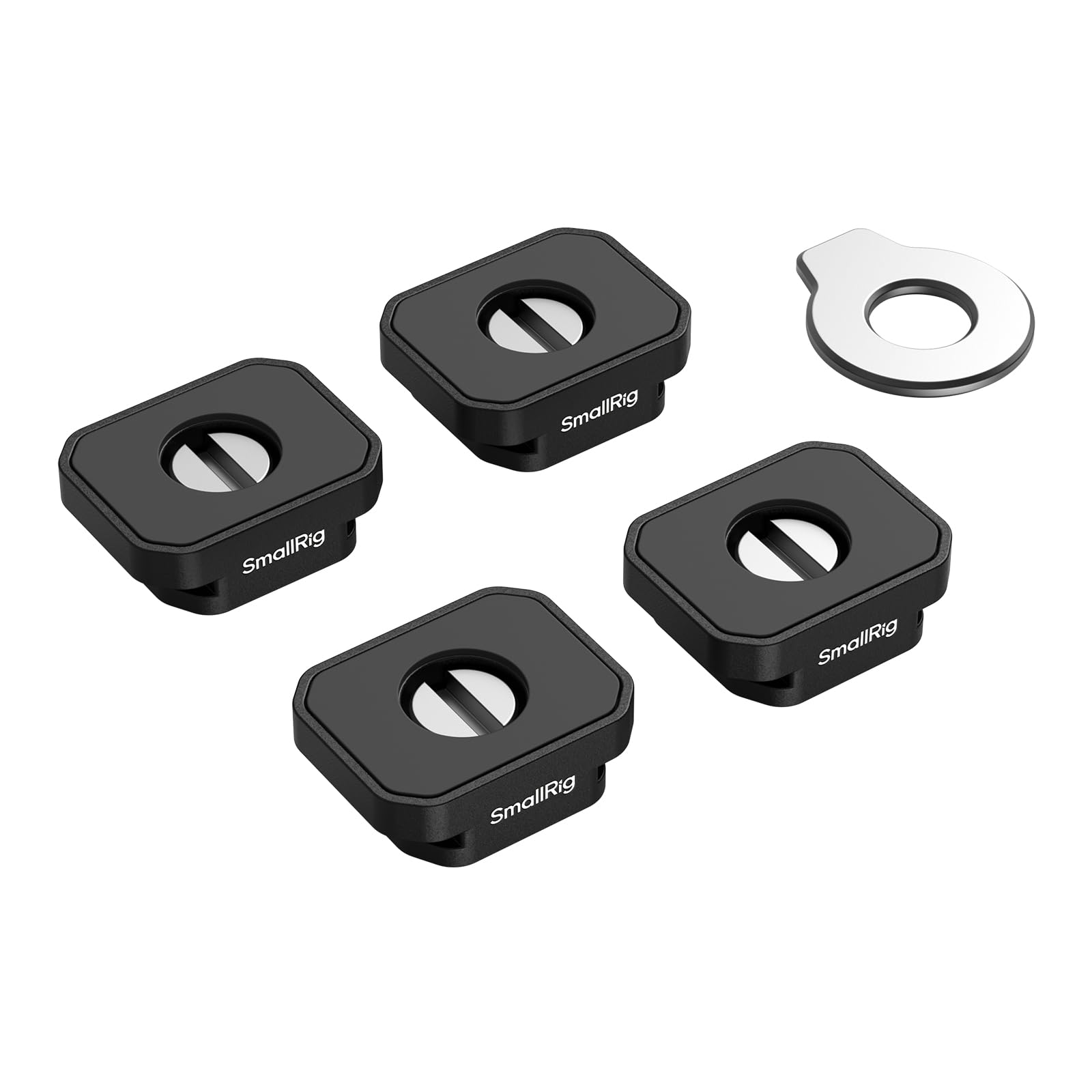 SMALLRIG Kit de Placas de Montaje Magnético con Zapatas Frías (4pcs), con Tornillos 1/4"-20 y Llave, Magnets N52 para Jaulas, Flash, Monitores, Micrófonos, para dji Mic 2-5472