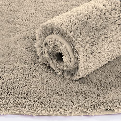 Image of LUXE HOME INTERNATIONAL Microfiber Rectangular Home Bath Mat Super Soft Non Slip Vegas Mats for Bathroom, Kitchen, Bedroom, and Door (40X60 Cm, Beige) Pack of 2