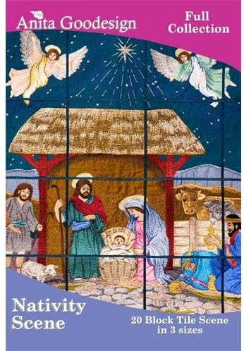 Anita Goodesign Nativity Tile Scene Embroidery Machine Design Pack